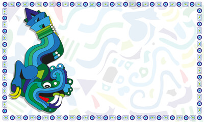 Serpiente/dragón azteca con colmillos y garras