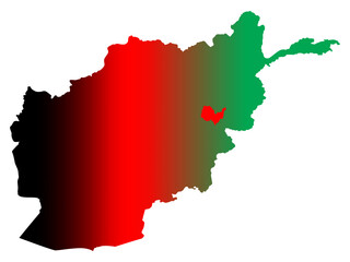 Obraz premium Afghanistan map, Kabul in the colors of the national flag
