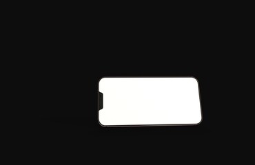 Realistic isometric black frameless smartphone mockup perspective 3d.