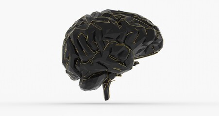 Artificial intelligence. Technology web background. Virtual concept brain 3d