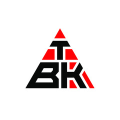 TBK triangle letter logo design with triangle shape. TBK triangle logo design monogram. TBK triangle vector logo template with red color. TBK triangular logo Simple, Elegant, and Luxurious Logo. TBK 