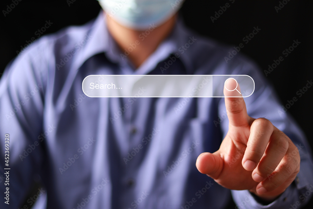 Poster searching browsing internet data information networking concept, data search technology search engin