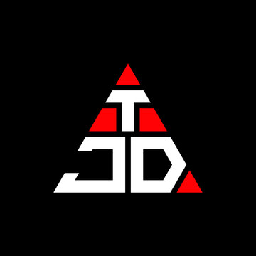 TJD triangle letter logo design with triangle shape. TJD triangle logo design monogram. TJD triangle vector logo template with red color. TJD triangular logo Simple, Elegant, and Luxurious Logo. TJD 