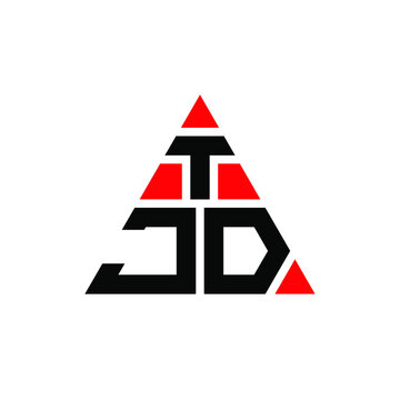 TJD triangle letter logo design with triangle shape. TJD triangle logo design monogram. TJD triangle vector logo template with red color. TJD triangular logo Simple, Elegant, and Luxurious Logo. TJD 
