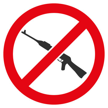 Forbid kalashnikov weapon icon with flat style. Isolated vector forbid kalashnikov weapon icon image on a white background.
