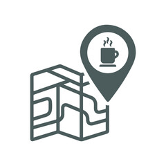 Obraz premium location, map, pin, restaurant icon. Gray vector graphics.
