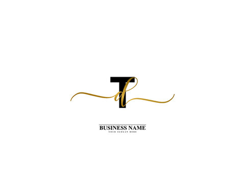 Letter TD Logo, creative td dt signature logo for wedding, fashion, apparel and clothing brand or any kind of business