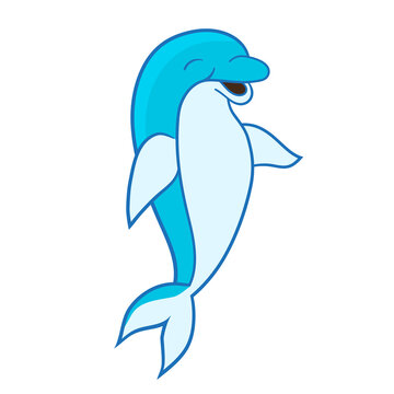 Cute cartoon dolphin, isolate on a white background