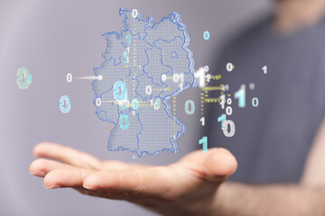 germany map digital in hand 3d