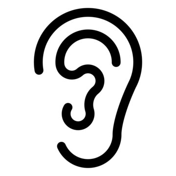ngi1288 NewGraphicIcon ngi - german - H&ouml;ren / Zuh&ouml;ren / menschliches Ohr Symbol . english - hearing / listening / human ear icon . isolated on white - xxl g10703