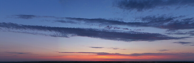 Sky, dawn or sunset with bright colors.