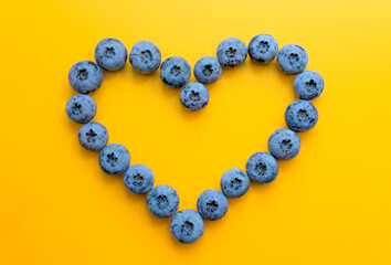 Heart made from blueberries