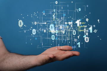 Neural network 3D illustration. Big data and cybersecurity
