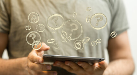 3d question marks background concept.