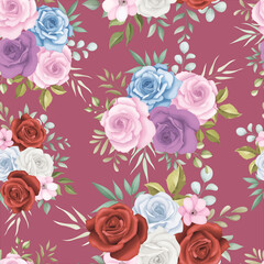 Elegant floral seamless pattern with colorful flower decorations