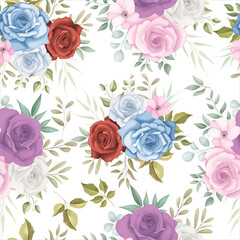 Elegant floral seamless pattern with colorful flower decorations
