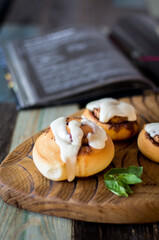 Homemade cinnamon buns and recipe book