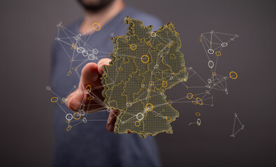 3D map of Germany. Map of Germany land border