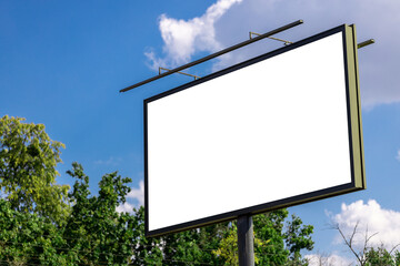blank advertising billboard mockup. urban life. near park area. template for design. large advertising road banner