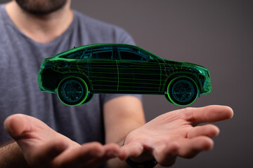 Wireframe rendering of autonomous electric car