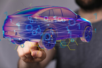 Wireframe rendering of autonomous electric car