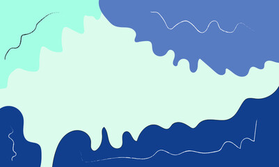 Abstract landscape, organic shapes, curved lines, blue and green color palette, minimalist design background