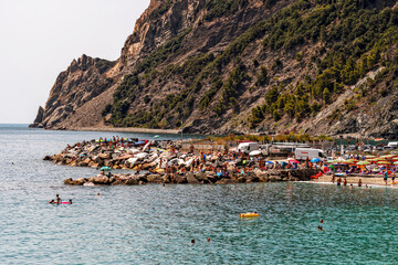 The coastline of Monterosso al Mare - the largest Cinque Terre beach