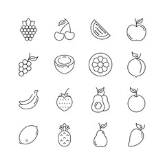 fruits icons set. fruits pack symbol vector elements for infographic web