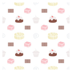 sweet desserts pattern transparent on a white background