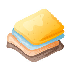 Vector isolated illustration of a stack of multicolored cloth rags or napkins for cleaning and dusting.