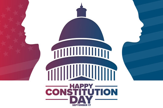 Happy Constitution Day and Citizenship Day. September 17. Holiday concept. Template for background, banner, card, poster with text inscription. Vector EPS10 illustration.