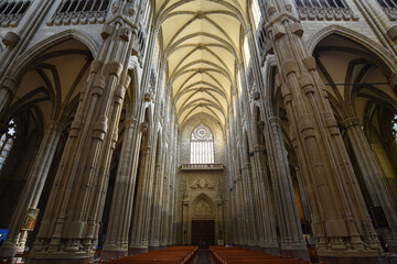 Vitoria-Gasteiz, Spain - 21 Aug, 2021: Interior Views of the Cathedral of Santa Maria (or New Cathedral) in Vitoria-Gasteiz, Basque Country, Spain