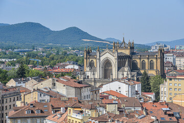 Fototapeta na wymiar Vitoria Gasteiz, Spain - 21 Aug, 2021: Views of the Cathedral of Santa Maria and the city of Vitoria