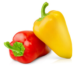 two bell peppers on isolated white background