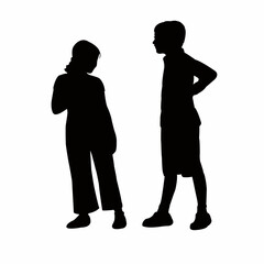 boy and girl together, silhouette vector