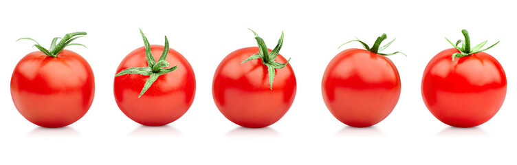 five cherry tomato isolated on white background