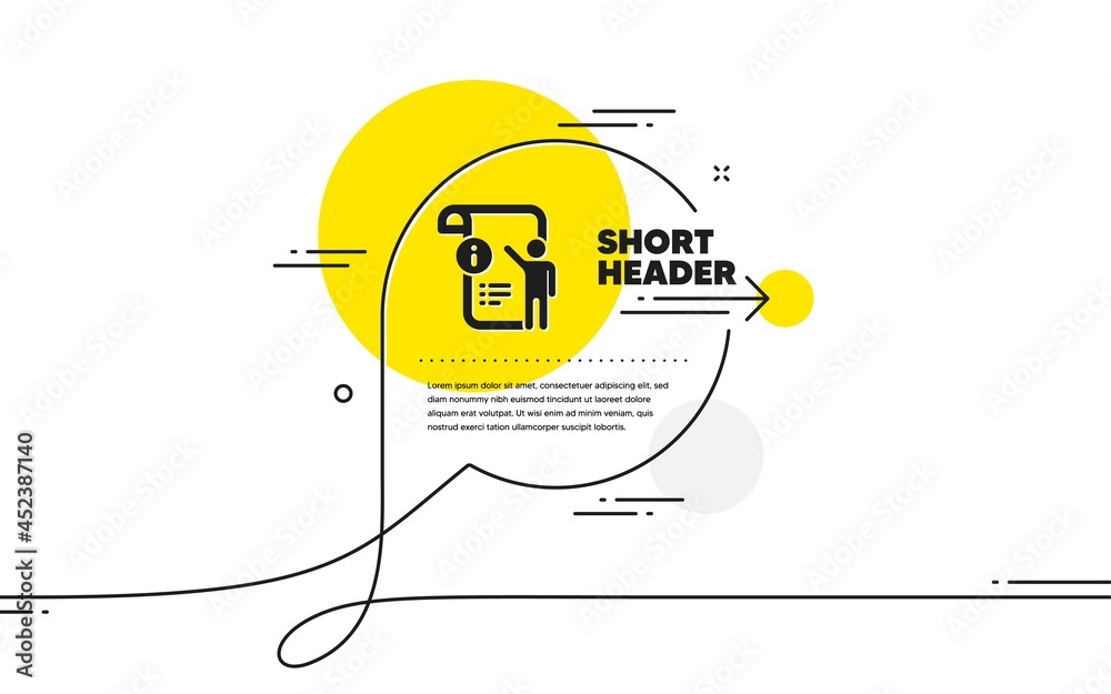 Poster manual doc icon. continuous line chat bubble banner. technical instruction sign. manual doc icon in 