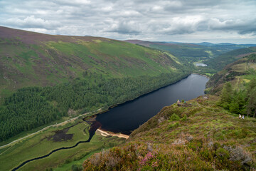Panoramic idyllic view of Glendalough Valley, County Wicklow Upper lake from miners way, Glenealo valley, Wicklow way, County Wicklow, Ireland.