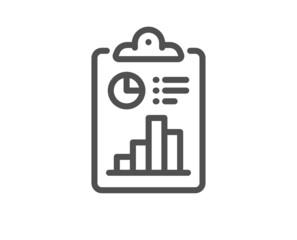Report line icon. Accounting clipboard document sign. Budget info symbol. Quality design element. Linear style report icon. Editable stroke. Vector