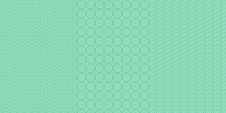 tres patrones de circulos sobrepuestos verdes