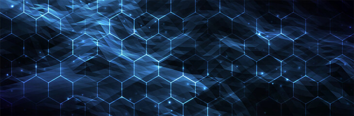 Obraz na płótnie Canvas Futuristic Hexagon background. Blue Hexagonal pattern. Modern vector illustration