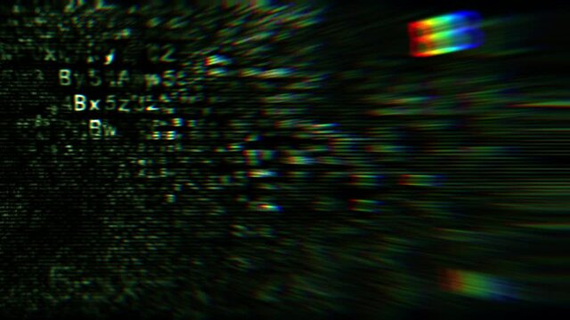Concept wallpaper background for digital chaos, hacking, internet, and coding. Chaotically flickering Green Hexadecimal Code Fragments On Black Background 