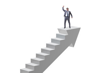 Fototapeta premium Businessman climbing career ladder in business concept