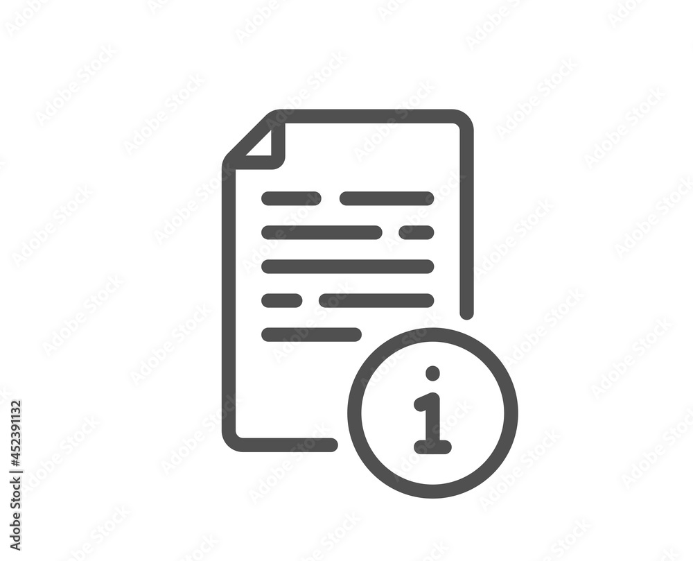 Poster instruction line icon. user manual sign. information document symbol. quality design element. linear