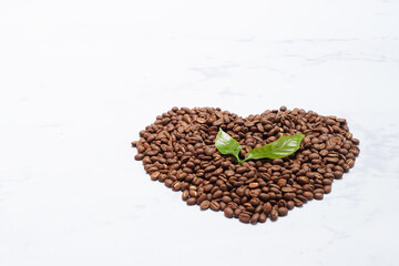 Background Espresso in a cup of coffee and beans Caffeine drink tastes good.