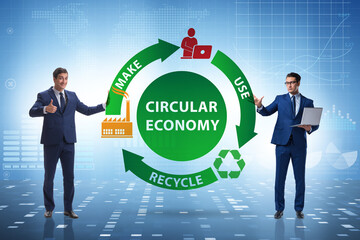 Concept of circular economy with businessman