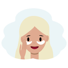 Illustration of a young woman face with a cloth mask. Facial skin care concept