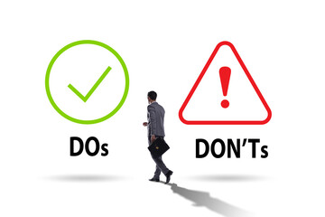 Concept of choosing between dos and donts