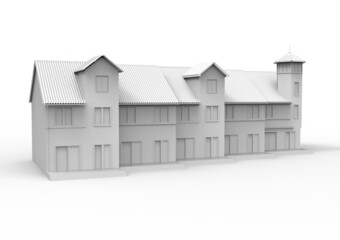 Bright residential building, 3d rendering illustration. - 452393508