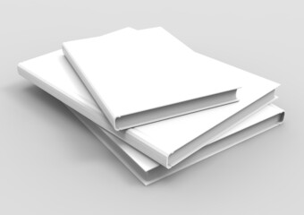 Thin books and magazines on a light background 3d rendering illustration. - 452393509